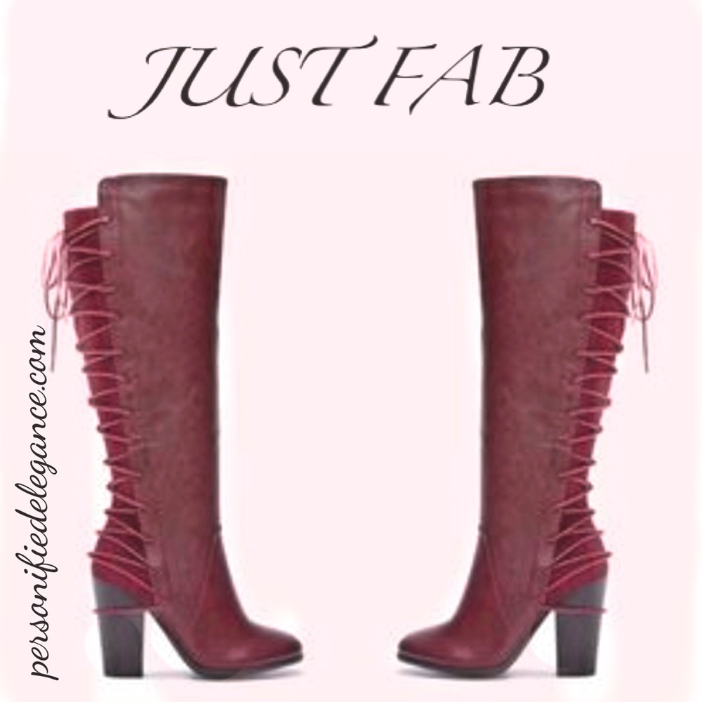 Just Fab Rola Faux Leather Wine Lace Up Boots 11